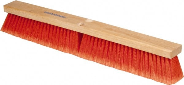 PRO-SOURCE - 24" General Purpose Polypropylene Push Broom - 3" Bristle Length, Wood Block, Threaded Handle Connection, Handle Sold Separately - Exact Tooling