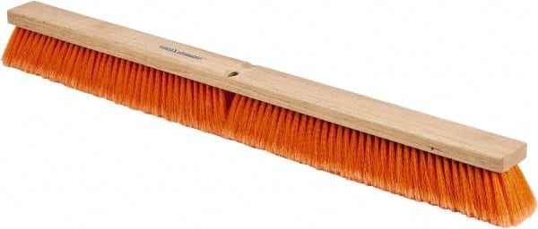 PRO-SOURCE - 36" General Purpose Polypropylene Push Broom - 3" Bristle Length, Wood Block, Threaded Handle Connection, Handle Sold Separately - Exact Tooling