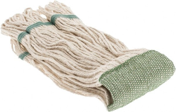 PRO-SOURCE - 5" Green Head Band, Small Cotton Loop End Mop Head - 4 Ply, Clamp Jaw Connection, Use for General Purpose - Exact Tooling