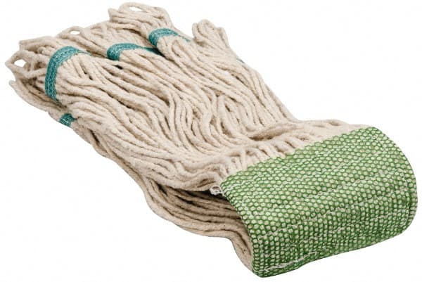 PRO-SOURCE - 5" Green Head Band, Large Cotton Loop End Mop Head - 4 Ply, Clamp Jaw Connection, Use for Finishing - Exact Tooling