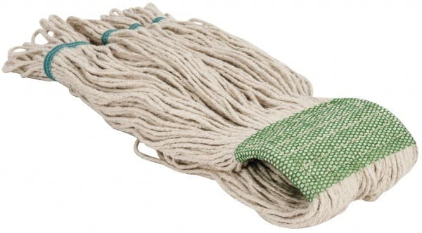 PRO-SOURCE - 5" Green Head Band, X-Large Cotton Loop End Mop Head - 4 Ply, Clamp Jaw Connection, Use for Finishing - Exact Tooling