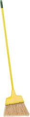 PRO-SOURCE - 12" Wide, Yellow Polypropylene Bristles, Vinyl-Coated Metal Handle, Angled Broom - Flagged, Water Resistant - Exact Tooling