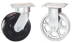 Albion - 5" Diam x 2" Wide x 6-1/2" OAH Top Plate Mount Rigid Caster - Phenolic, 1,000 Lb Capacity, Roller Bearing, 4 x 4-1/2" Plate - Exact Tooling