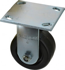 Albion - 4" Diam x 2" Wide x 5-5/8" OAH Top Plate Mount Rigid Caster - Phenolic, 800 Lb Capacity, Roller Bearing, 4 x 4-1/2" Plate - Exact Tooling