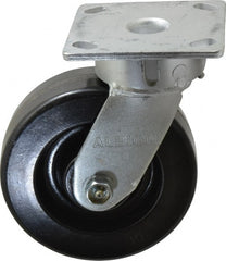Albion - 6" Diam x 2" Wide x 7-1/2" OAH Top Plate Mount Swivel Caster - Phenolic, 1,200 Lb Capacity, Roller Bearing, 4 x 4-1/2" Plate - Exact Tooling