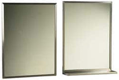 Made in USA - 18 Inch Wide x 24 Inch High, Theft Resistant Rectangular Glass Washroom Mirror - Stainless Steel Frame - Exact Tooling
