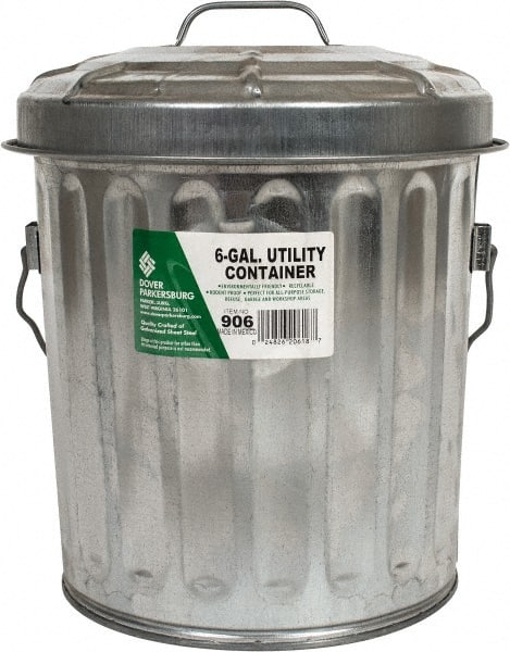 PRO-SOURCE - Galvanized Metal Pail with Lid - Galvanized Metal, 12-1/8" High - Exact Tooling