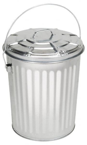 PRO-SOURCE - Galvanized Metal Pail with Lid - Galvanized Metal, 15-5/16" High - Exact Tooling