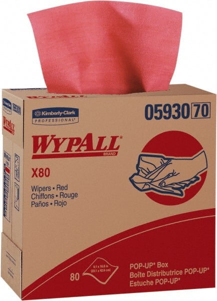 WypAll - Dry Shop Towel/Industrial Wipes - Pop-Up, 16-3/4" x 9" Sheet Size, Red - Exact Tooling