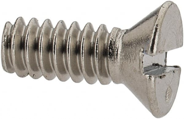 Value Collection - #6-32 UNC, 3/8" OAL Slotted Drive Machine Screw - Flat Head, Grade 316 Stainless Steel, Uncoated, Without Washer - Exact Tooling