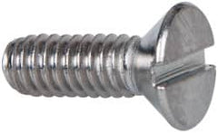 Value Collection - #8-32 UNC, 1/2" OAL Slotted Drive Machine Screw - Flat Head, Grade 316 Stainless Steel, Uncoated, Without Washer - Exact Tooling