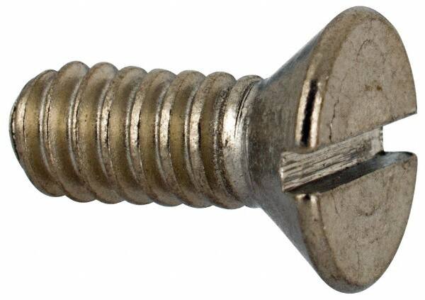 Value Collection - #10-24 UNC, 1/2" OAL Slotted Drive Machine Screw - Flat Head, Grade 316 Stainless Steel, Uncoated, Without Washer - Exact Tooling