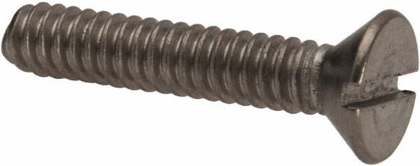 Value Collection - #10-24 UNC, 1" OAL Slotted Drive Machine Screw - Flat Head, Grade 316 Stainless Steel, Uncoated, Without Washer - Exact Tooling