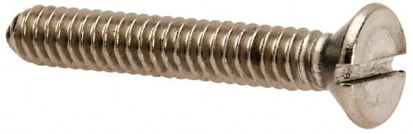 Value Collection - #10-24 UNC, 1-1/4" OAL Slotted Drive Machine Screw - Flat Head, Grade 316 Stainless Steel, Uncoated, Without Washer - Exact Tooling
