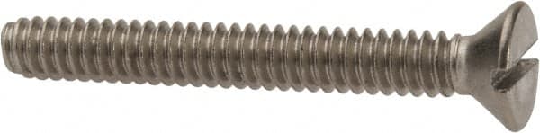 Value Collection - #10-24 UNC, 1-1/2" OAL Slotted Drive Machine Screw - Flat Head, Grade 316 Stainless Steel, Uncoated, Without Washer - Exact Tooling