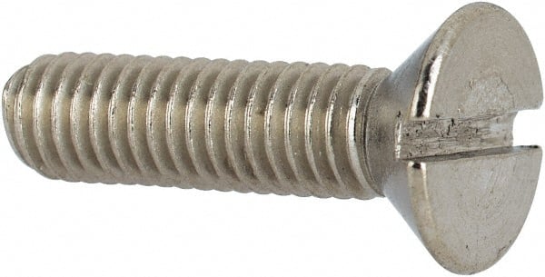 Value Collection - #10-32 UNF, 3/4" OAL Slotted Drive Machine Screw - Flat Head, Grade 316 Stainless Steel, Uncoated, Without Washer - Exact Tooling