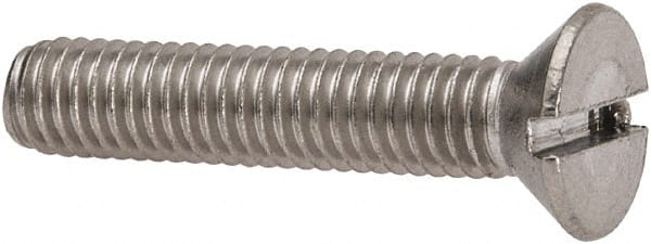 Value Collection - #10-32 UNF, 1" OAL Slotted Drive Machine Screw - Flat Head, Grade 316 Stainless Steel, Uncoated, Without Washer - Exact Tooling
