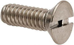 Value Collection - 1/4-20 UNC, 3/4" OAL Slotted Drive Machine Screw - Flat Head, Grade 316 Stainless Steel, Uncoated, Without Washer - Exact Tooling