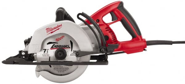Milwaukee Tool - 15 Amps, 7-1/4" Blade Diam, 4,400 RPM, Electric Circular Saw - 120 Volts, Diamond Arbor Hole, Left Blade - Exact Tooling