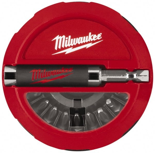 Milwaukee Tool - 20 Piece, 1/4" Drive Screwdriver Insert Bit Set - #1, 2 & 3 Phillips, T15 to T25 Torx, #1, #2 & #3 Square Recess, SL6-8 to SL8-10 Slotted - Exact Tooling