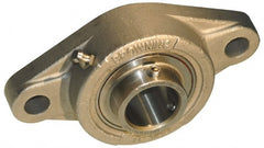 Browning - 1-1/4" ID, 5-35/64" OAL x 3-9/64" OAH 2-Bolt Flange - 2,567 Lb Static Cap, 4,381 Lb Dyn Cap, 4-19/32" Btw Mnt Hole Ctrs, Stainless Steel - Exact Tooling