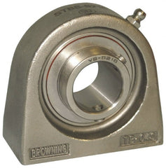 Browning - 3/4" ID, 2-7/8" OAL x 2-9/16" OAH Tapped Base - 1,444 Lb Static Cap, 2,611 Lb Dyn Cap, 2" Btw Mnt Hole Ctrs, 1-5/16" Base-to-Ctr Ht, Stainless Steel - Exact Tooling