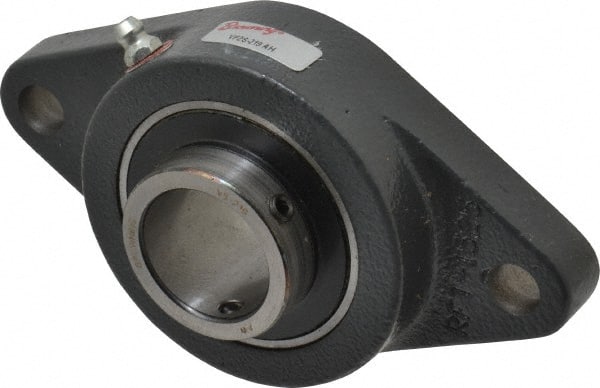 Browning - 1-3/16" ID, 5-9/16" OAL x 3-1/8" OAH 2-Bolt Flange Air Handling - 2,567 Lb Static Cap, 4,381 Lb Dyn Cap, 4-19/32" Btw Mnt Hole Ctrs, Cast Iron - Exact Tooling