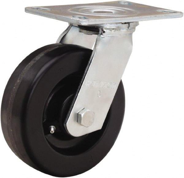Hamilton - 6" Diam x 2" Wide x 7-1/2" OAH Top Plate Mount Swivel Caster - Phenolic, 900 Lb Capacity, Straight Roller Bearing, 4-1/2 x 6-1/4" Plate - Exact Tooling