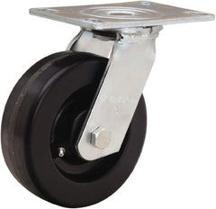 Hamilton - 6" Diam x 2" Wide x 7-1/2" OAH Top Plate Mount Swivel Caster - Phenolic, 900 Lb Capacity, Straight Roller Bearing, 4-1/2 x 6-1/4" Plate - Exact Tooling