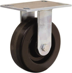 Hamilton - 6" Diam x 2" Wide x 7-1/2" OAH Top Plate Mount Rigid Caster - Phenolic, 900 Lb Capacity, Straight Roller Bearing, 4-1/2 x 6-1/4" Plate - Exact Tooling