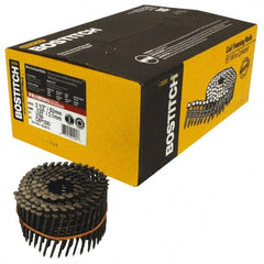Stanley Bostitch - 0.12" Shank Diam 2-1/2" Long Framing Nails for Power Nailers - Steel, Galvanized Finish, Smooth Shank, Coil Collation, Diamond Point - Exact Tooling