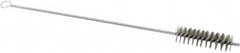 Schaefer Brush - 3" Long x 1" Diam Stainless Steel Long Handle Wire Tube Brush - Single Spiral, 15" OAL, 0.007" Wire Diam, 3/8" Shank Diam - Exact Tooling