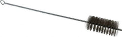Schaefer Brush - 3" Long x 1-1/2" Diam Stainless Steel Long Handle Wire Tube Brush - Single Spiral, 15" OAL, 0.007" Wire Diam, 3/8" Shank Diam - Exact Tooling