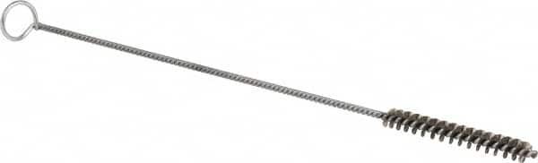 Schaefer Brush - 3" Long x 3/8" Diam Stainless Steel Long Handle Wire Tube Brush - Single Spiral, 27" OAL, 0.005" Wire Diam, 0.145" Shank Diam - Exact Tooling