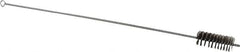 Schaefer Brush - 3" Long x 1-1/4" Diam Stainless Steel Long Handle Wire Tube Brush - Single Spiral, 27" OAL, 0.007" Wire Diam, 3/8" Shank Diam - Exact Tooling