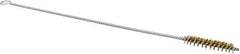 Schaefer Brush - 3" Long x 5/8" Diam Brass Long Handle Wire Tube Brush - Single Spiral, 27" OAL, 0.006" Wire Diam, 3/8" Shank Diam - Exact Tooling