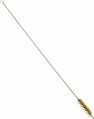 Schaefer Brush - 3" Long x 3/4" Diam Brass Long Handle Wire Tube Brush - Single Spiral, 27" OAL, 0.006" Wire Diam, 3/8" Shank Diam - Exact Tooling
