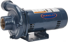 Berkeley - TEFC Motor, 208-230/460 Volt, 3 Phase, 2-1/2 HP, Cast Iron Straight Pump - 2 Inch Inlet, 1-1/2 Inch Outlet, 142 Max Head psi, Brass Impeller - Exact Tooling