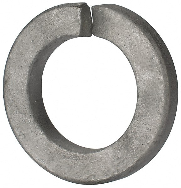 Value Collection - 1", 1.023" ID, 1/4" Thick Split Lock Washer - Grade 2 Spring Steel, Hot Dipped Galvanized Finish, 1.023" Min ID, 1.044" Max ID, 1.667" Max OD - Exact Tooling