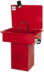 Build-All - Base Mount Solvent-Based Parts Washer - 30 Gal Max Operating Capacity, Steel Tank, 120 Input Volts - Exact Tooling