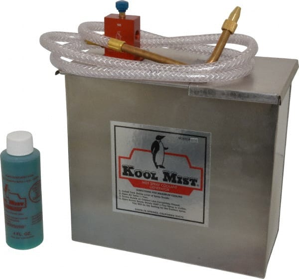 Kool Mist - 1 Outlet, 1 Gal Tank Capacity, Stainless Steel Tank Mist Coolant System - 4' Coolant Line Length, 6" Hose Length, 5/16" Nozzle Diam - Exact Tooling