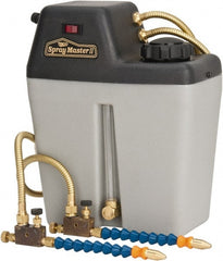 Trico - 2 Outlet, 1 Gallon Tank Capacity, High Density Polyethylene Tank Mist Coolant System - 10" Tank/Unit Length x 5-1/4" Tank/Unit Width x 12-1/4" Tank/Unit Height, 50 to 100 psi, 5' Coolant Line Length, 7" Hose Length - Exact Tooling