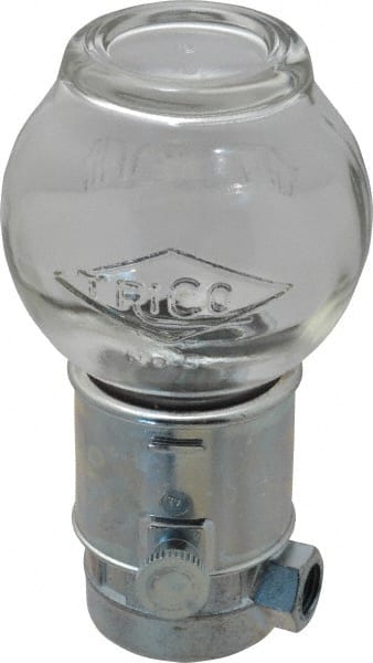 Trico - 1 Outlet, Glass Bowl, 8 Ounce Constant-Level Oil Reservoir - 1/4 NPT Outlet, 3-3/16" Diam x 6-11/16" High - Exact Tooling