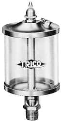 Trico - 1 Outlet, Glass Bowl, 1 Ounce Manual-Adjustable Oil Reservoir - 1/8 NPT Outlet, 1-5/8" Diam x 5-11/16" High - Exact Tooling