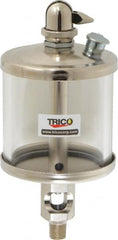 Trico - 1 Outlet, Glass Bowl, 5 Ounce Manual-Adjustable Oil Reservoir - 1/8 NPT Outlet, 2-5/8" Diam x 6-1/16" High - Exact Tooling