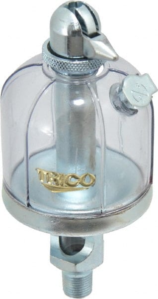 Trico - 1 Outlet, Acrylic Bowl, 2 Ounce Manual-Adjustable Oil Reservoir - 1/8 NPT Outlet, 1-15/16" Diam x 4-1/2" High - Exact Tooling