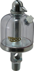Trico - 1 Outlet, Acrylic Bowl, 2 Ounce Manual-Adjustable Oil Reservoir - 1/4 NPT Outlet, 1-15/16" Diam x 4-1/2" High - Exact Tooling