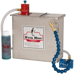 Kool Mist - 1 Outlet, 3 Gal Tank Capacity, Stainless Steel Tank Mist Coolant System - 4' Coolant Line Length, 18" Hose Length, 5/16" Nozzle Diam - Exact Tooling