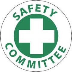 NMC - Safety Committee, Hard Hat Label - Green on White, 2" Thick, For Accident Prevention - Exact Tooling