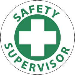 NMC - Safety Supervisor, Hard Hat Label - Green on White, 2" Thick, For Accident Prevention - Exact Tooling